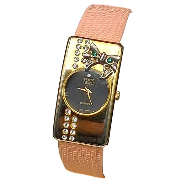Pierre Ricci Womens Quartz Watch With Pink Leather Strap & Crystal Accents New B - Picture 3 of 9